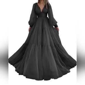 Black long sleeve wedding/prom dress sz 20